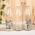 Custom Design Printing Logo Milk Bottle with Screw Cap 1 Liter Glass Bottle